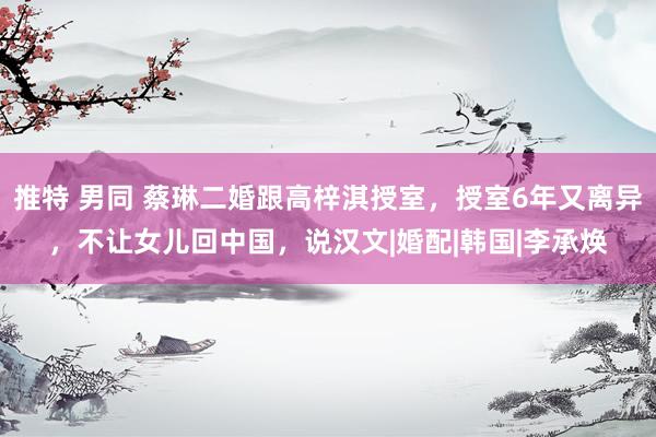 推特 男同 蔡琳二婚跟高梓淇授室，授室6年又离异，不让女儿回中国，说汉文|婚配|韩国|李承焕