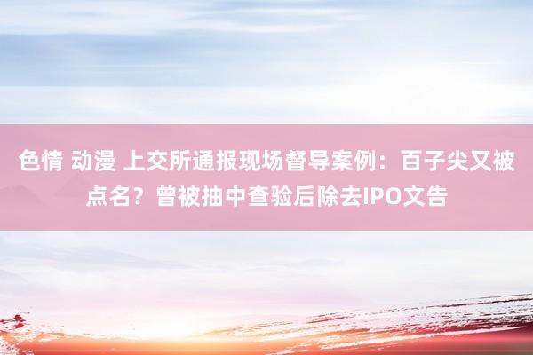 色情 动漫 上交所通报现场督导案例：百子尖又被点名？曾被抽中查验后除去IPO文告